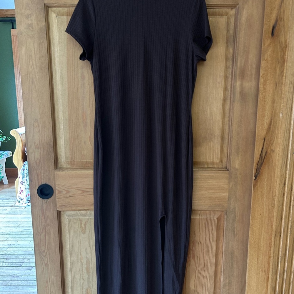 Fashion Nova Brown Ribbed Bodycon Midi Dress 1X